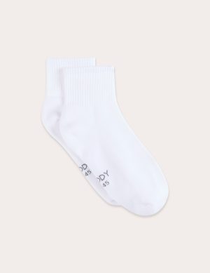 Cushioned Quarter Crew Socks - White